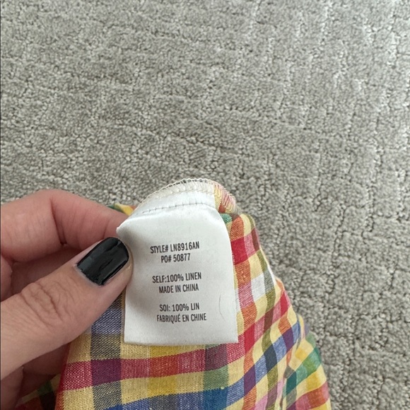 Eva Franco Anthropologie Linen Wide Leg Pants Rainbow Gingham Check Trousers - Picture 10 of 11